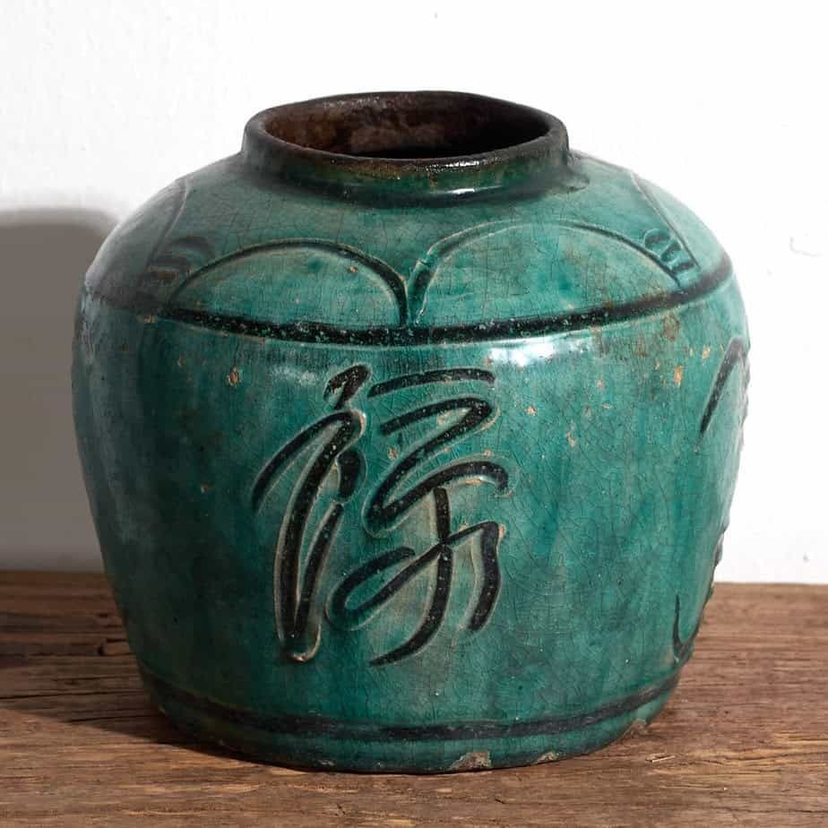Chinese Antique Emerald Green Ceramic Vase (C.1820) #7 photo Home Decor