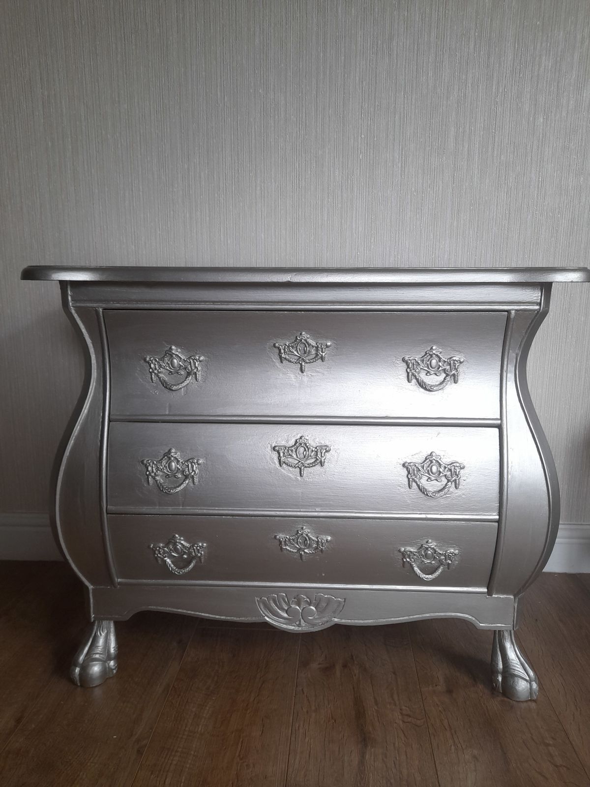Stunning French Bombe Chest. Hand Finished In Vintage Champagne photo furniture