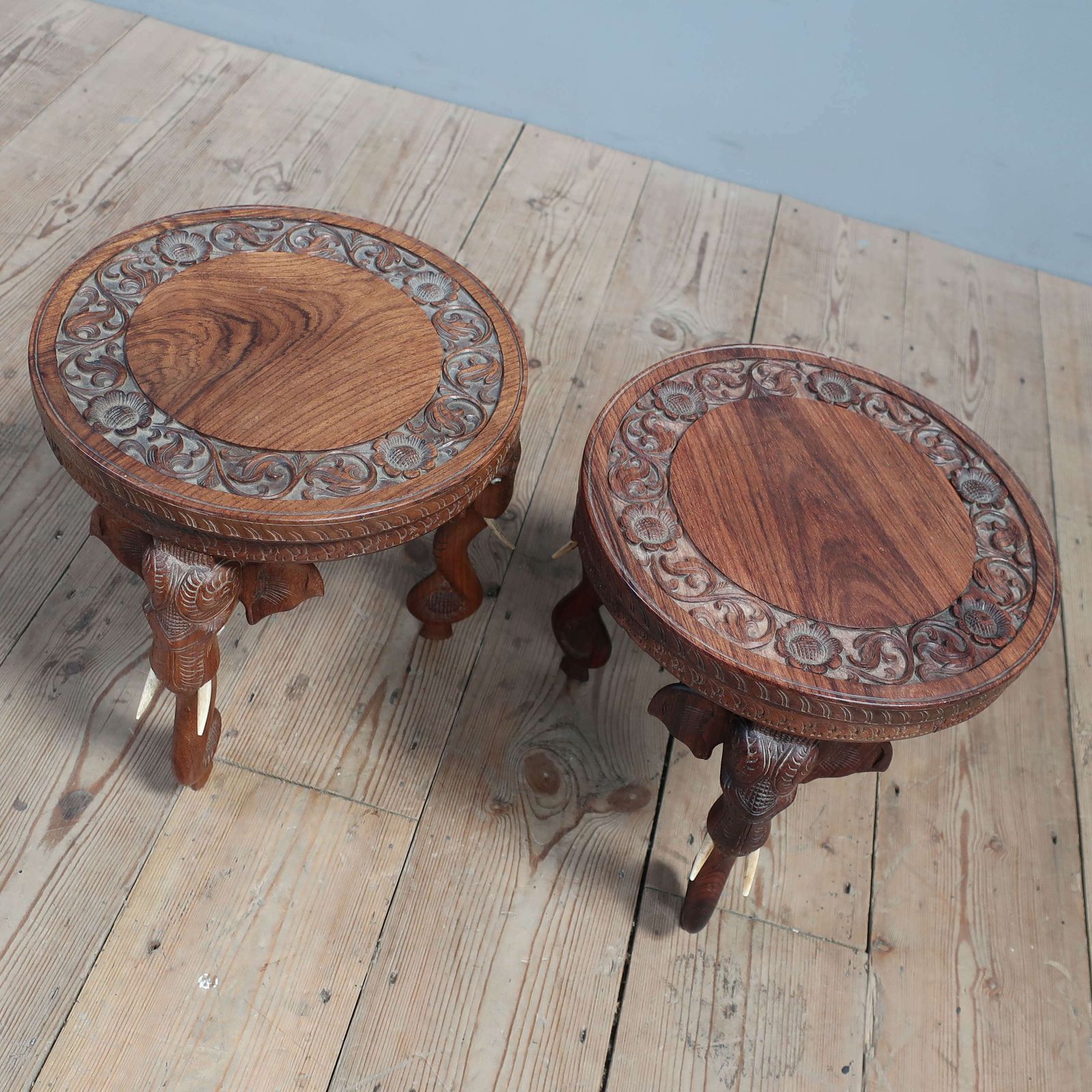 photo for sale Pair Of Diminutive Anglo Indian Elephant Tables