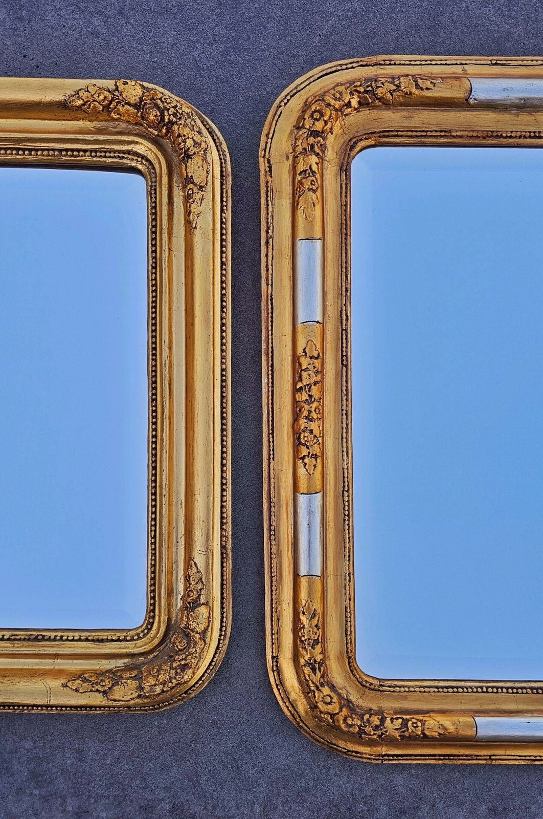 Large And Rare Biedermeier Gold Plated Mirror // Antique Gilt Wood Mirror // Made In Austria Cca. 1840s photo for sale