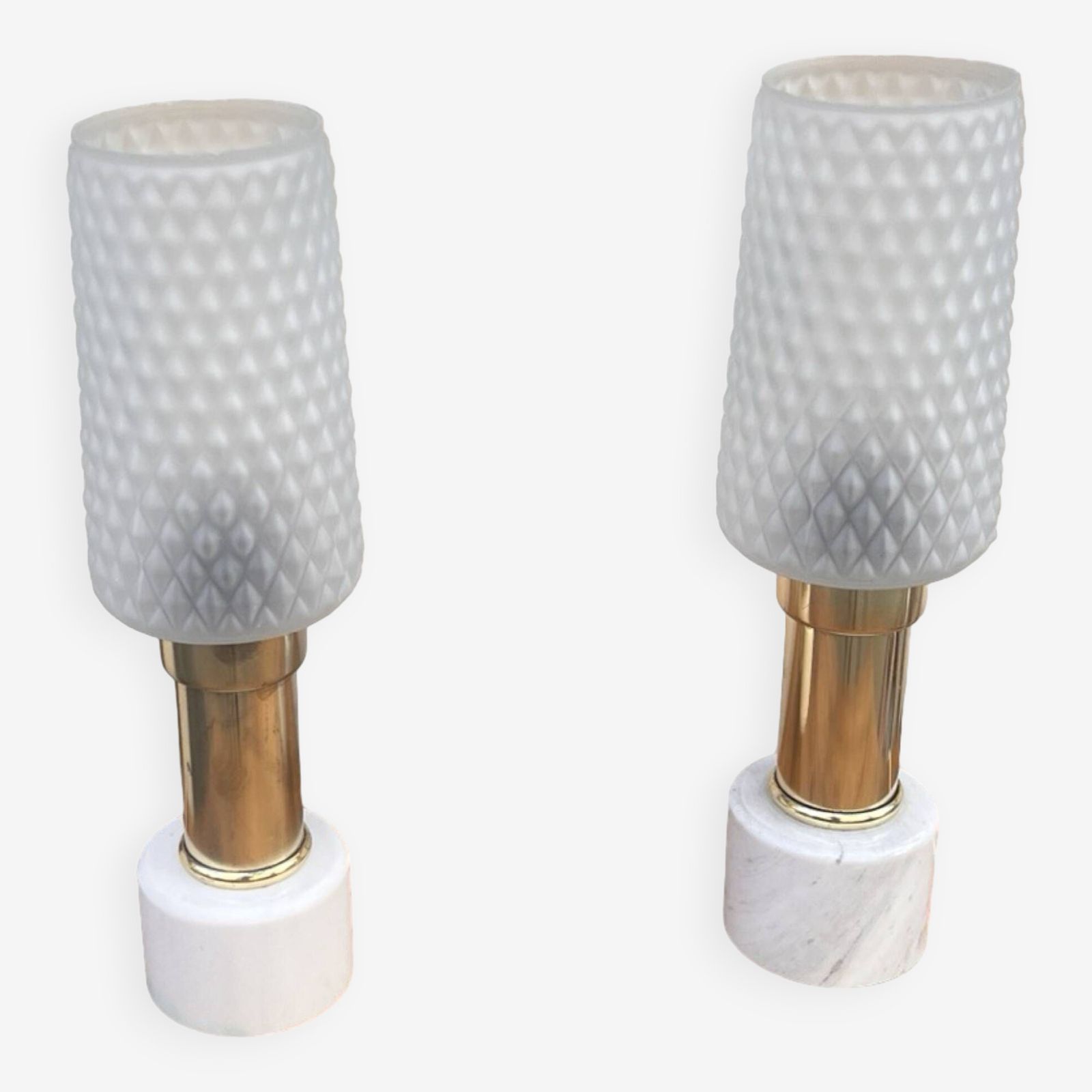 A Pair Of Bedside Lamps With A Marble Base, Veb Narva Leuchtenbau Lengefeld