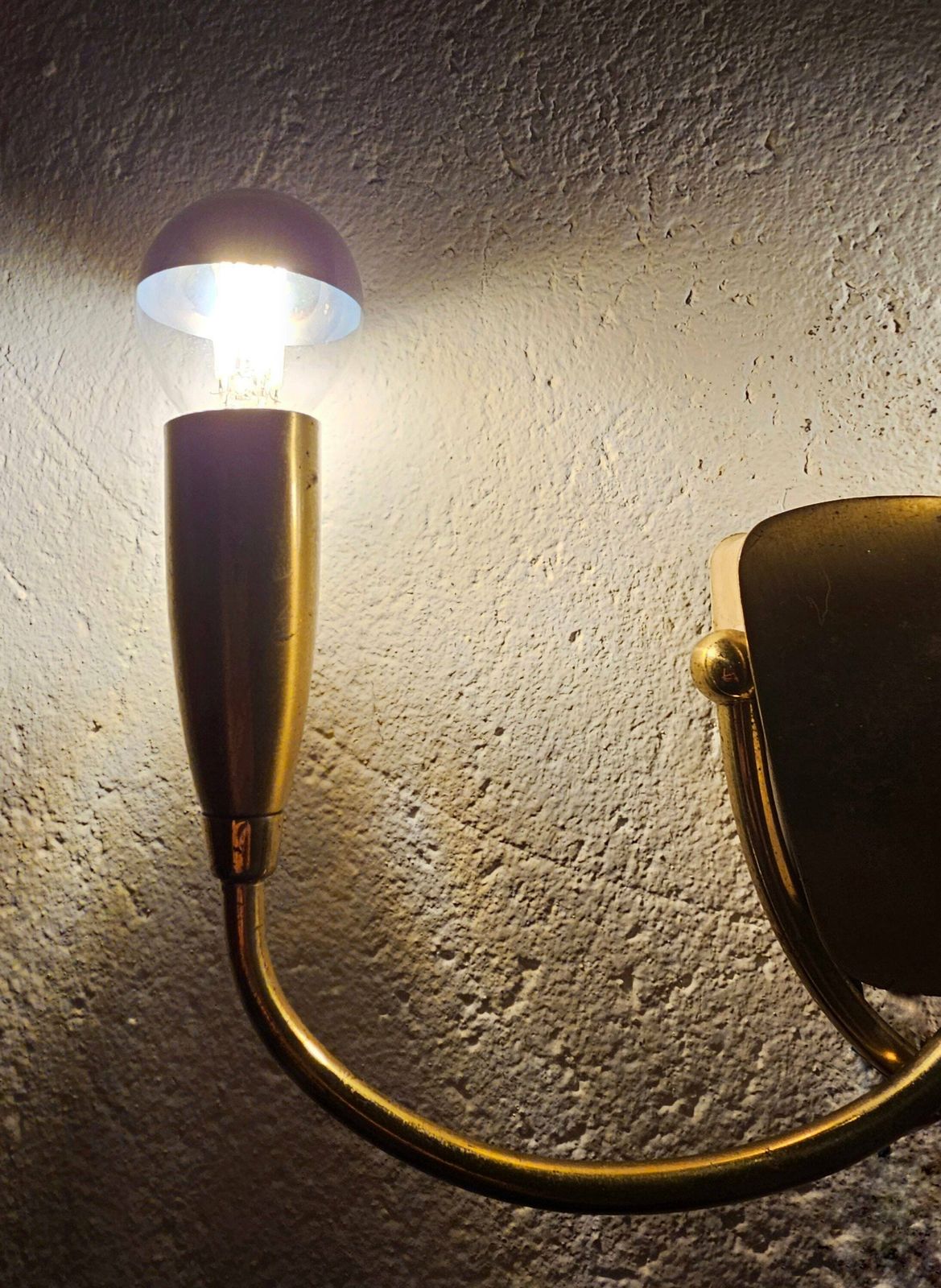 Single Mid Century Modern Brass Sconce With Two Lights // Made In Italy In 1960s photo Lighting