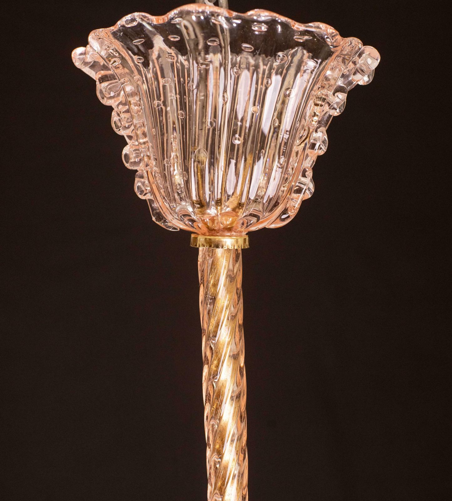 photo for sale Pink Crown Art Deco Barovier E Toso Chandelier, "Bullicante" Glass Murano, 1940s