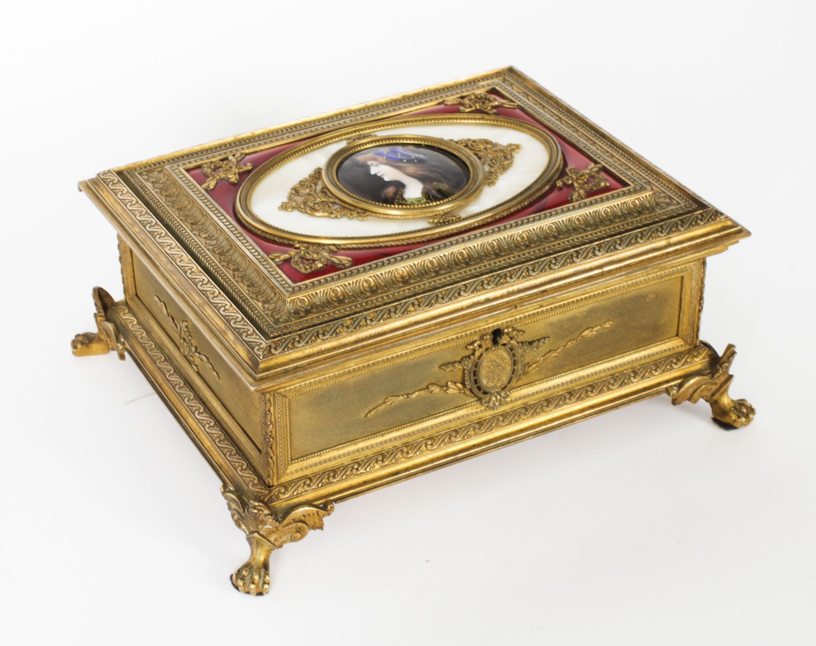 Antique Gilt Bronze Jewellery Casket  C.1870 19th Century photo furniture