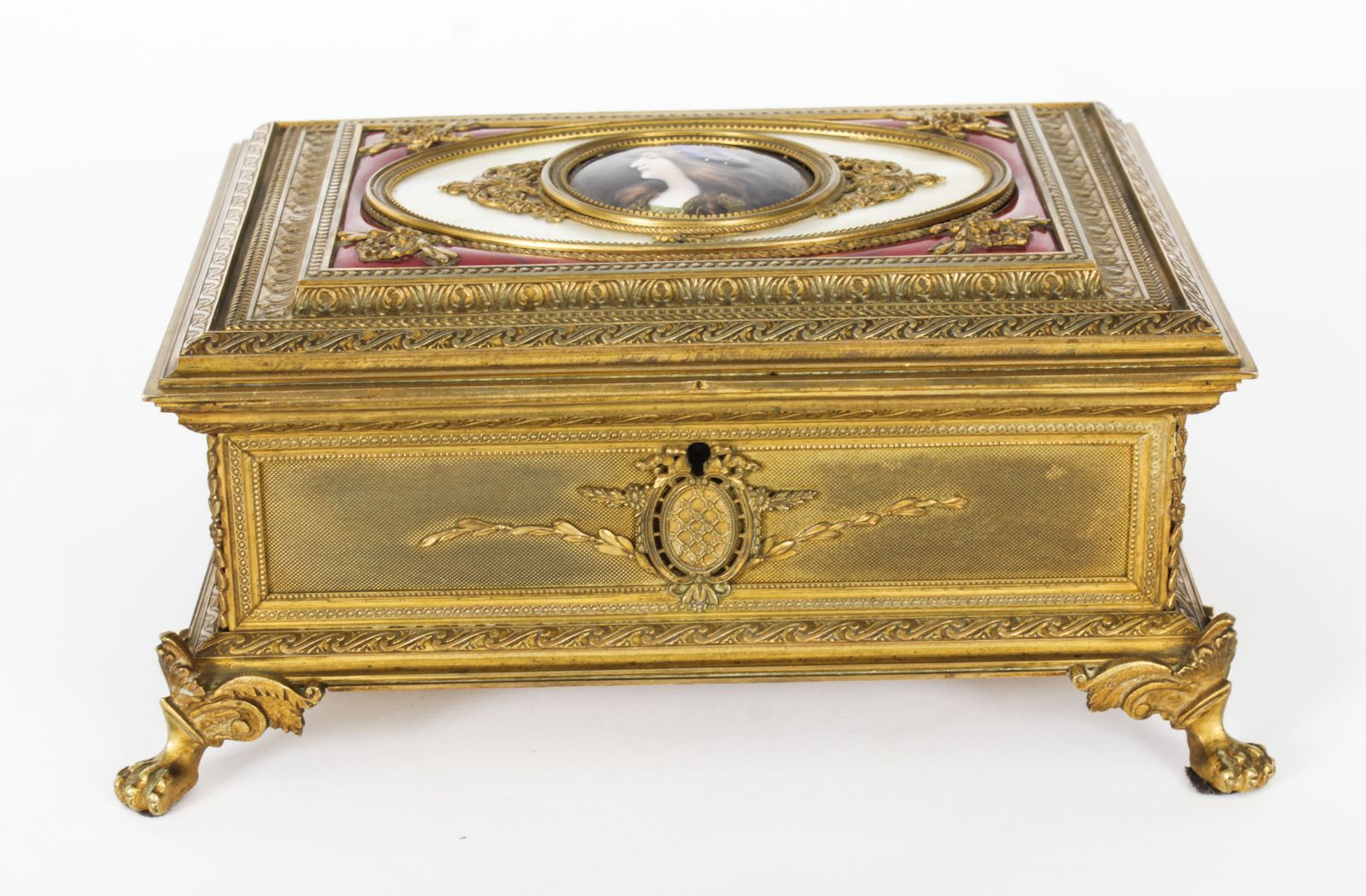 Antique Gilt Bronze Jewellery Casket  C.1870 19th Century photo Home Decor