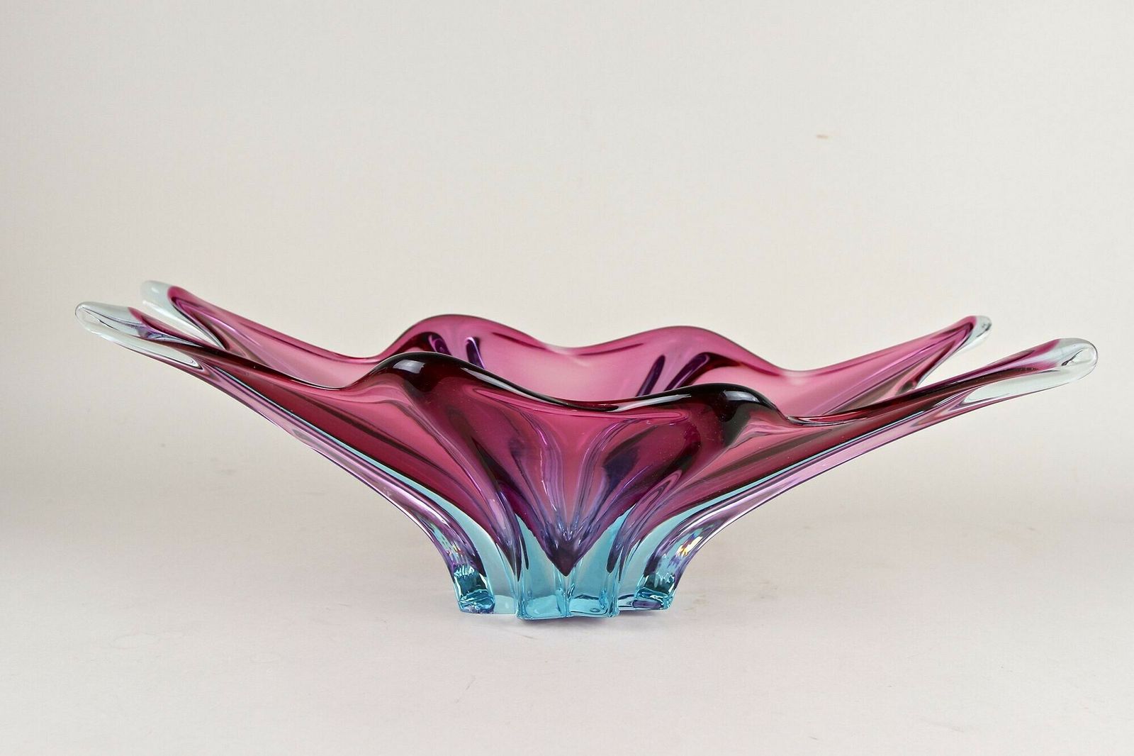 photo furniture Mid Century Murano Glass Bowl, Purple/ Blue Tones, Italy Ca. 1960