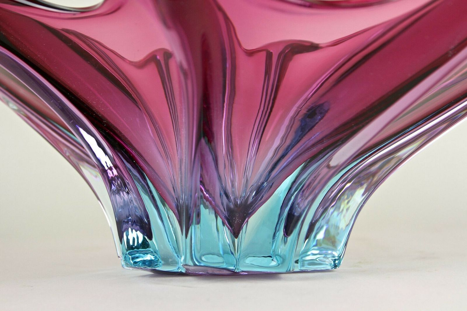 Home Decor Mid Century Murano Glass Bowl, Purple/ Blue Tones, Italy Ca. 1960 photo