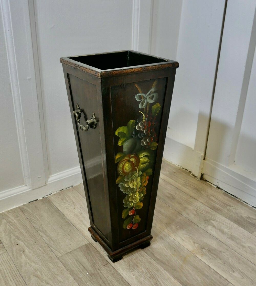 Folk Art Painted Stick Stand, Umbrella Stand photo for sale