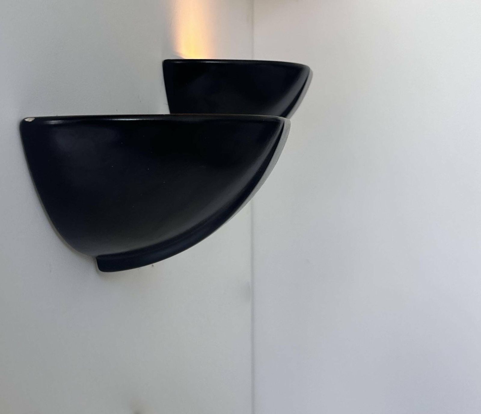 Pair Of Vintage Wall Lights, Black Porcelain, France 1970 photo for sale