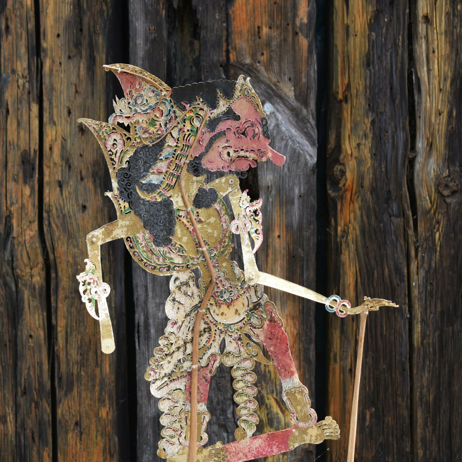 Antique Early 1900's Wayang Kulit Ravana Indonesian Leather Shadow Puppet photo vinterior