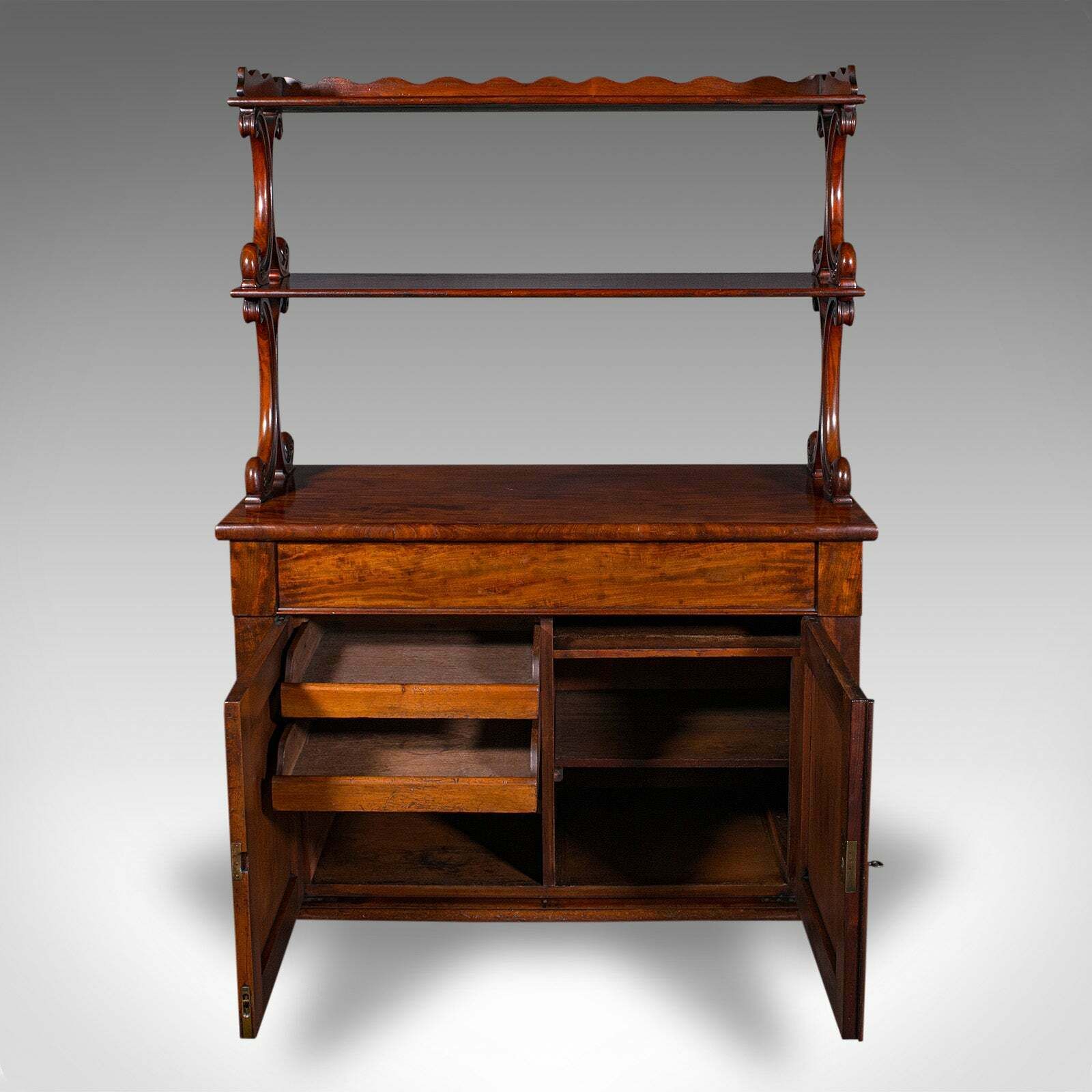 Large Antique Buffet Server, English, Side Cabinet, Display Whatnot, Victorian photo for sale