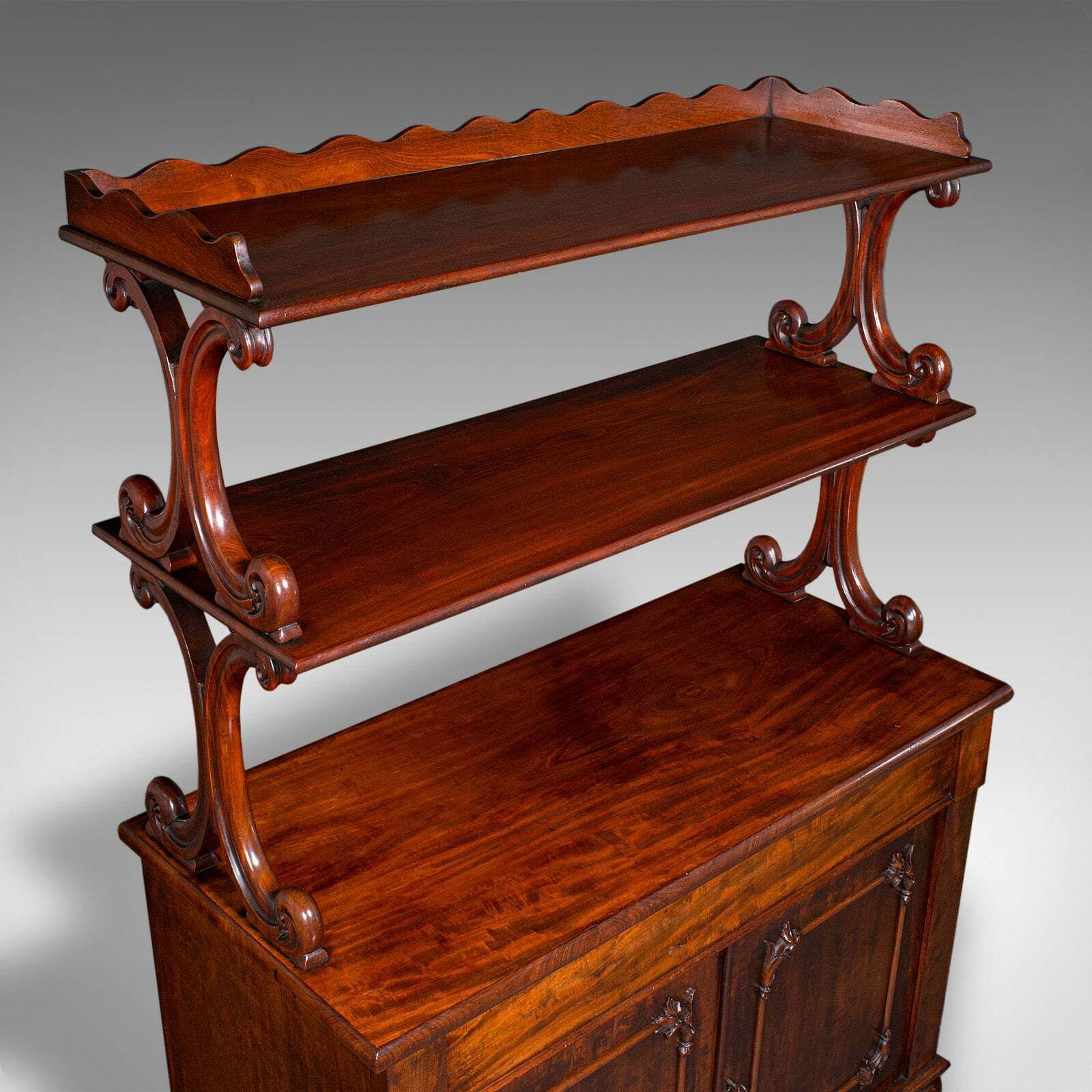 Large Antique Buffet Server, English, Side Cabinet, Display Whatnot, Victorian photo vintage