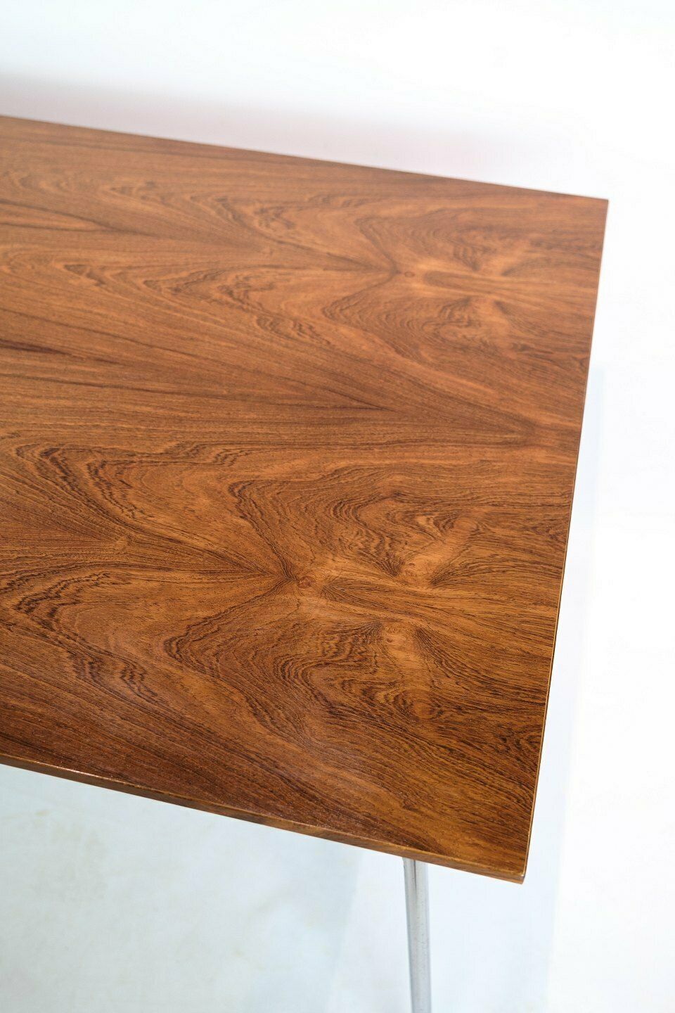 Dining Table In Rosewood & Chromed Steel Frame By Arne Jacobsen For Fritz Hansen From 1960s photo for sale