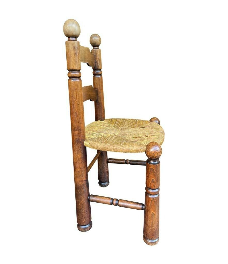 photo for sale A Set Of Four 1940s Oak And Woven Rope Seat Chairs By Charles Dudouyt