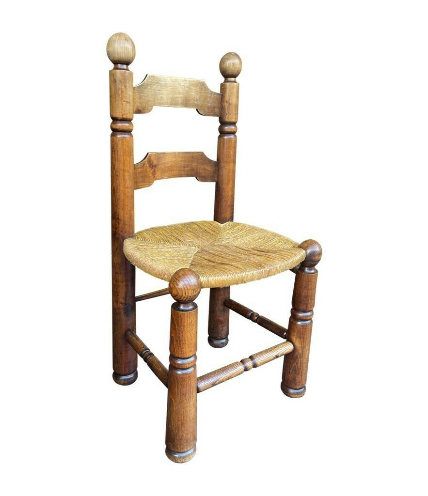 1950.0 A Set Of Four 1940s Oak And Woven Rope Seat Chairs By Charles Dudouyt photo