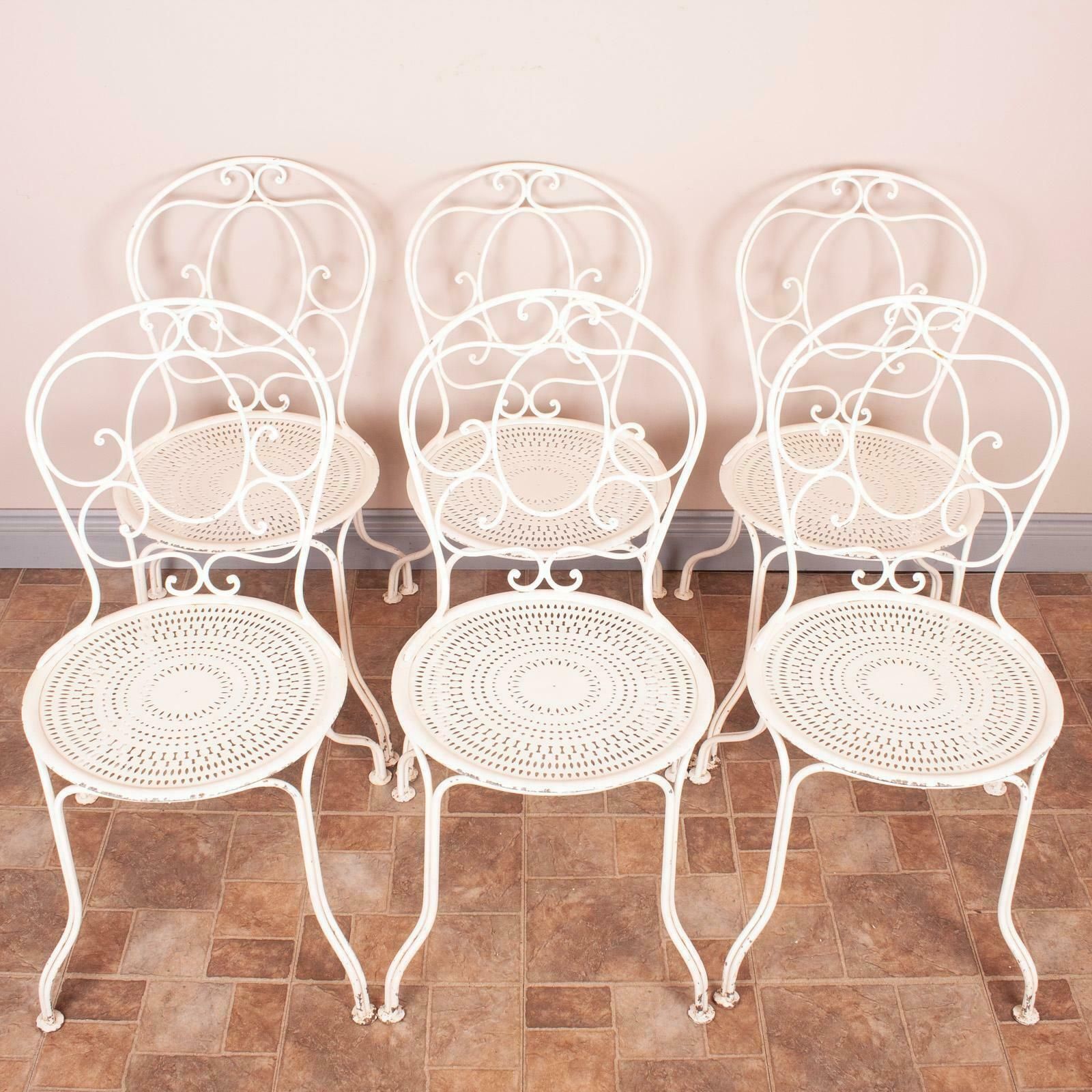Set Of 6 Metal Garden Conservatory Bistro Chairs photo for sale