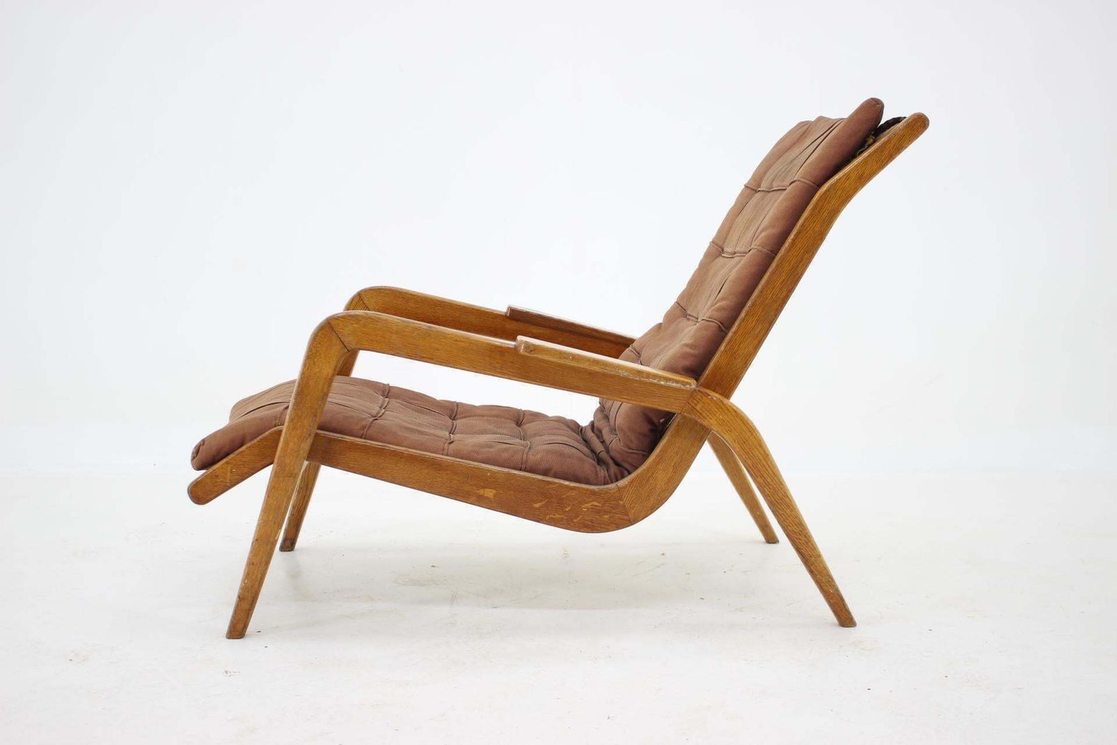 1960s Jan Vanek, Very Rare Relaxing Oak Armchair, Czechoslovakia photo for sale