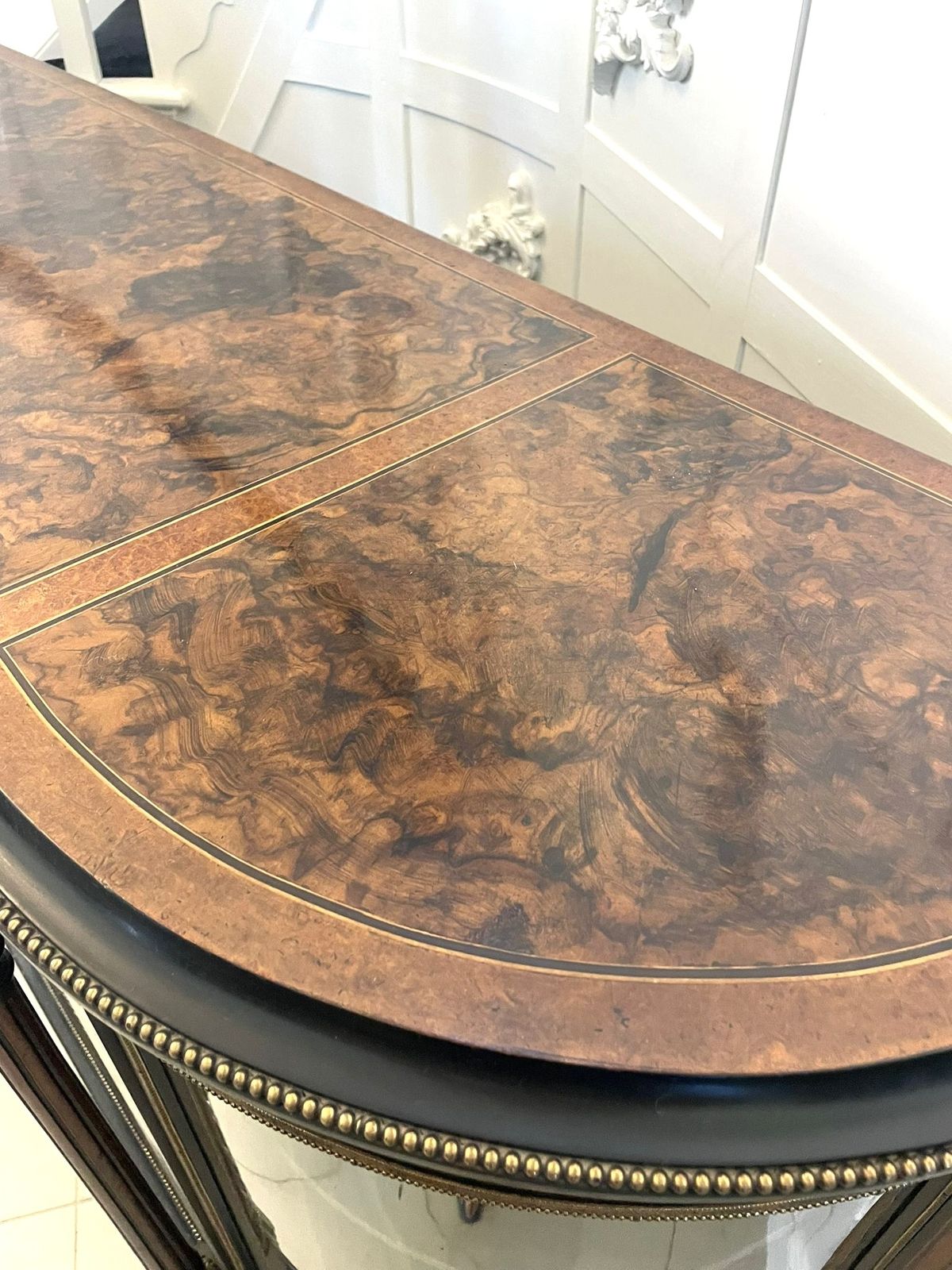 Superb Quality Large Antique 19th Century Burr Walnut And Amboyna Inlaid Credenza photo Furniture