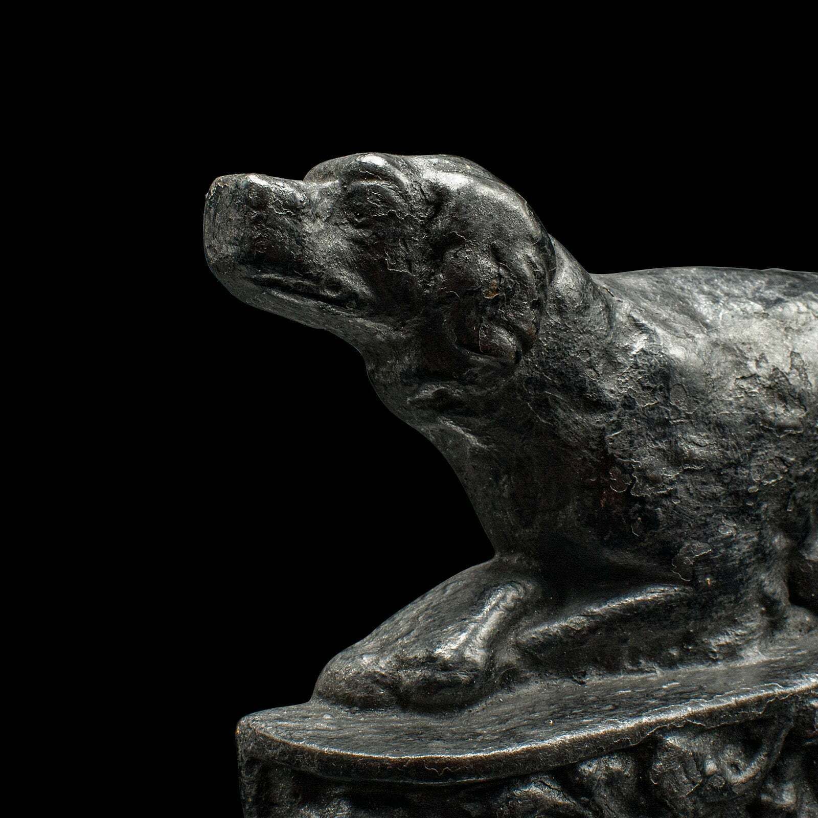 Small Antique Dog Door Stop, English, Cast Iron, Keeper, Retriever, Edwardian photo vinterior
