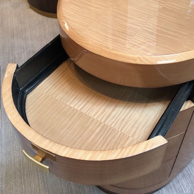 Oval Bedside Chests, Sycamore, Contemporary photo for sale