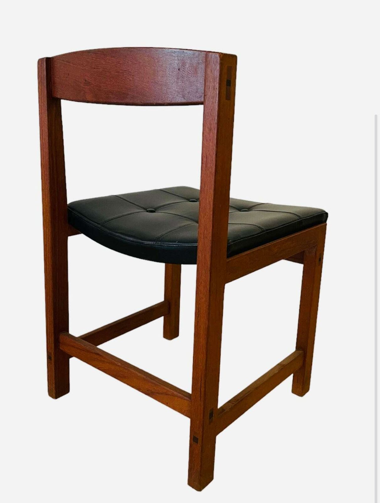 Ulferts Tibro 1960s Teak Dining Chairs, Black Faux Leather Vinyl Seats Set Of 4 photo for sale