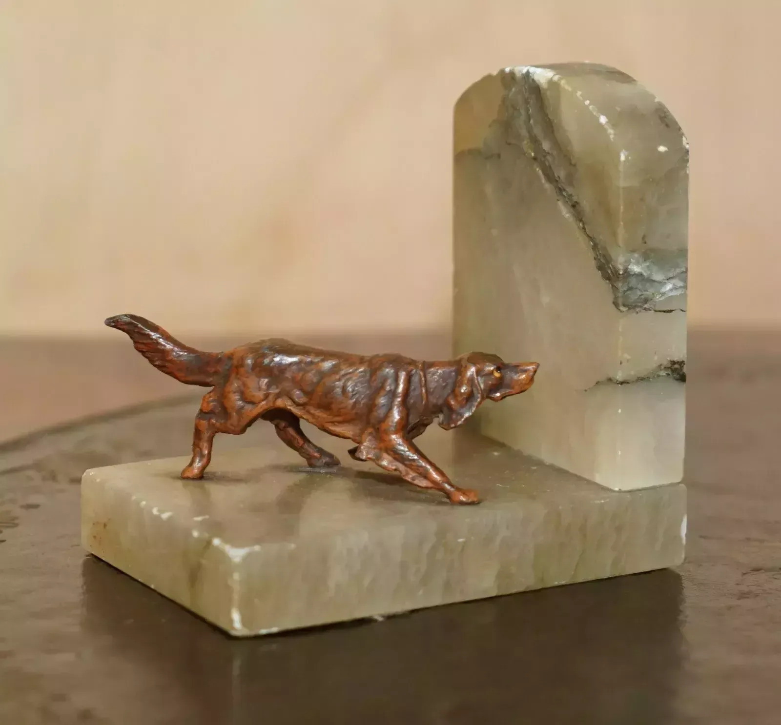 Stunning Pair Of Antique Austrian Cold Painted Bronze Onyx Dog Hounds Bookends photo furniture