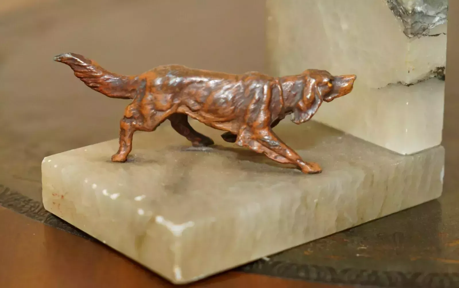 Stunning Pair Of Antique Austrian Cold Painted Bronze Onyx Dog Hounds Bookends photo Home Decor
