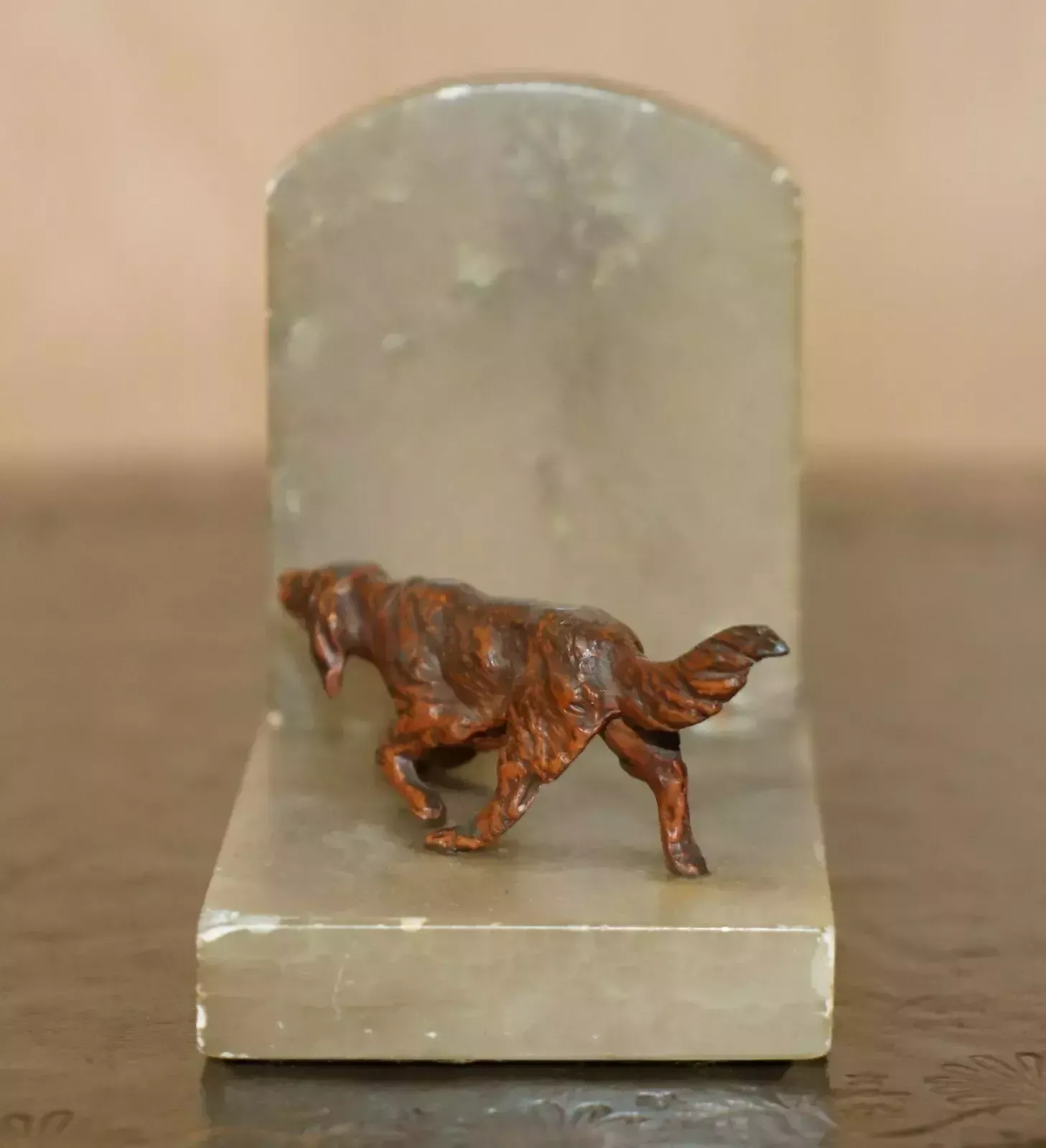 695.0 Stunning Pair Of Antique Austrian Cold Painted Bronze Onyx Dog Hounds Bookends photo