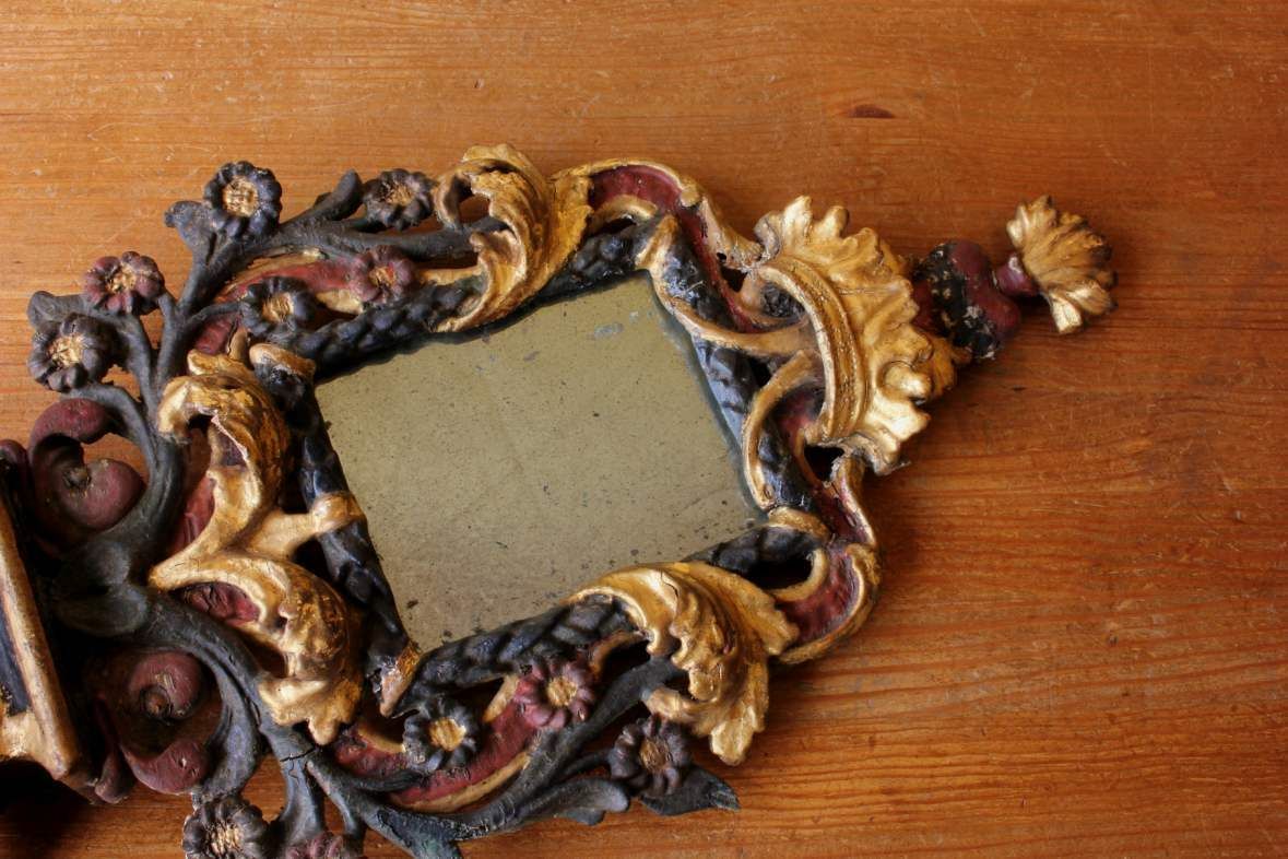 Italian Reliquary Mirror. Religious Sacred Flaming Heart Mirror. C1800. photo buy
