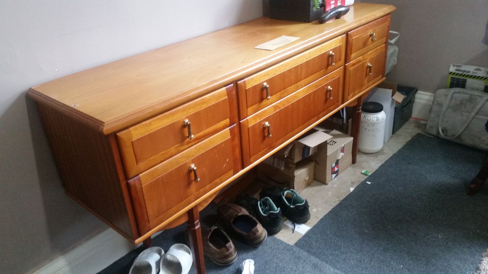 Bespoke Unique Design Uk Mid Century Teak Sideboard Dresser From Meredew , Symetrically Built With Expert Craftsmanship In The United Kingdom With Rare Bespoke Legs. Very Hard To Find   2 Owners Since Purchased New photo vinterior