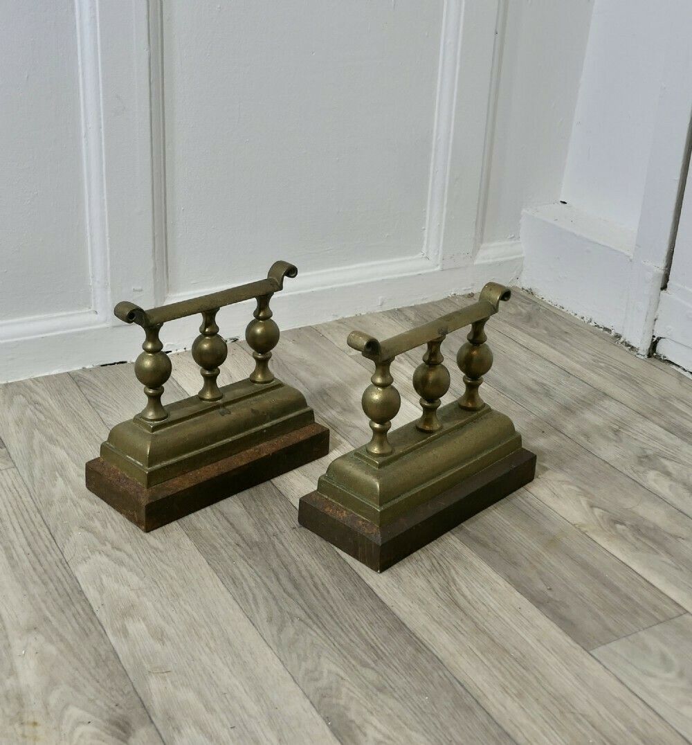 A Heavy And Attractive Pair Of Victorian Brass Andirons Or Fire Dogs photo furniture