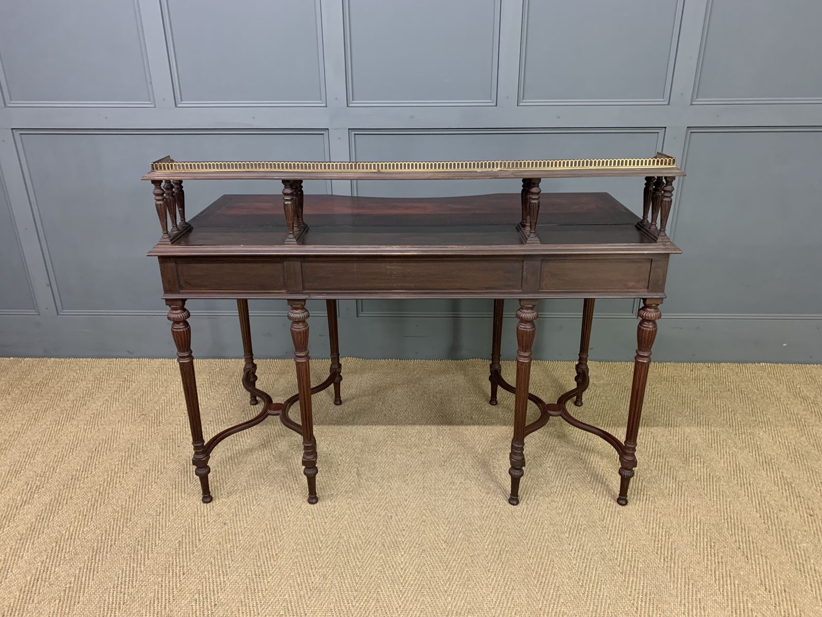 Furniture Inlaid Mahogany Writing Desk By Collinson And Lock photo