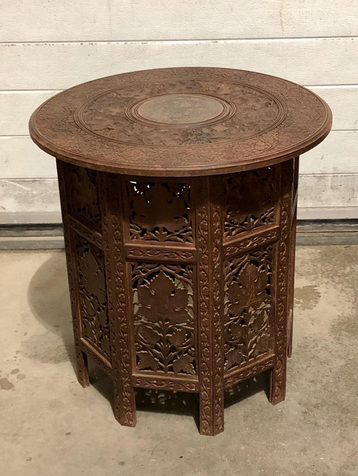 Handsome Vintage Indian Carved Hardwood Occasional Table photo 239.0