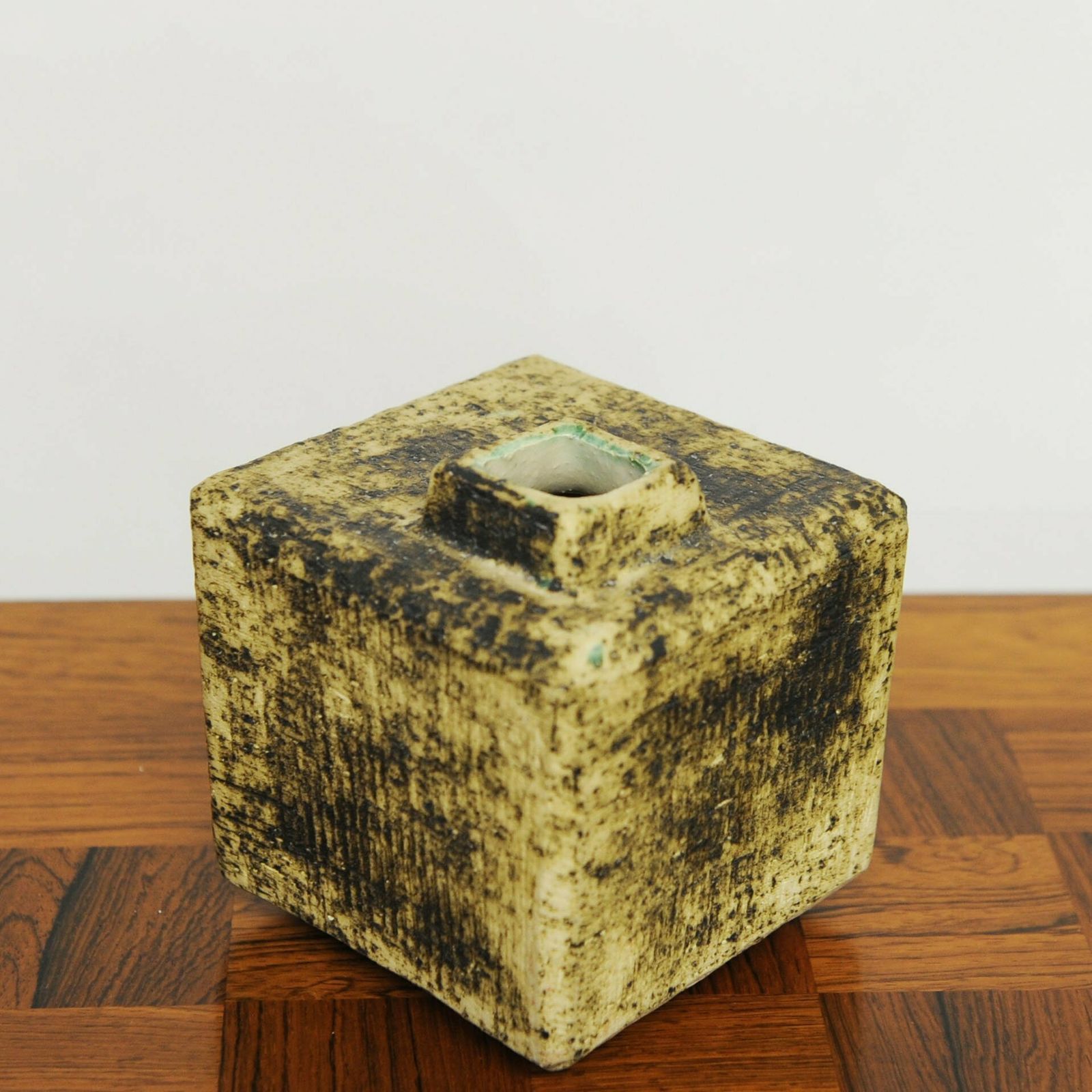 Brutalist Ceramic Chimney Square Vase By Pieter Groeneveldt, Netherlands, 1960s photo 275.0