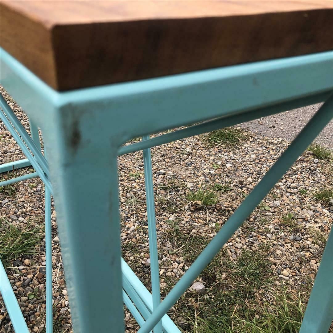 photo furniture Contemporary Steel And Wood Console With Pale Blue Frame