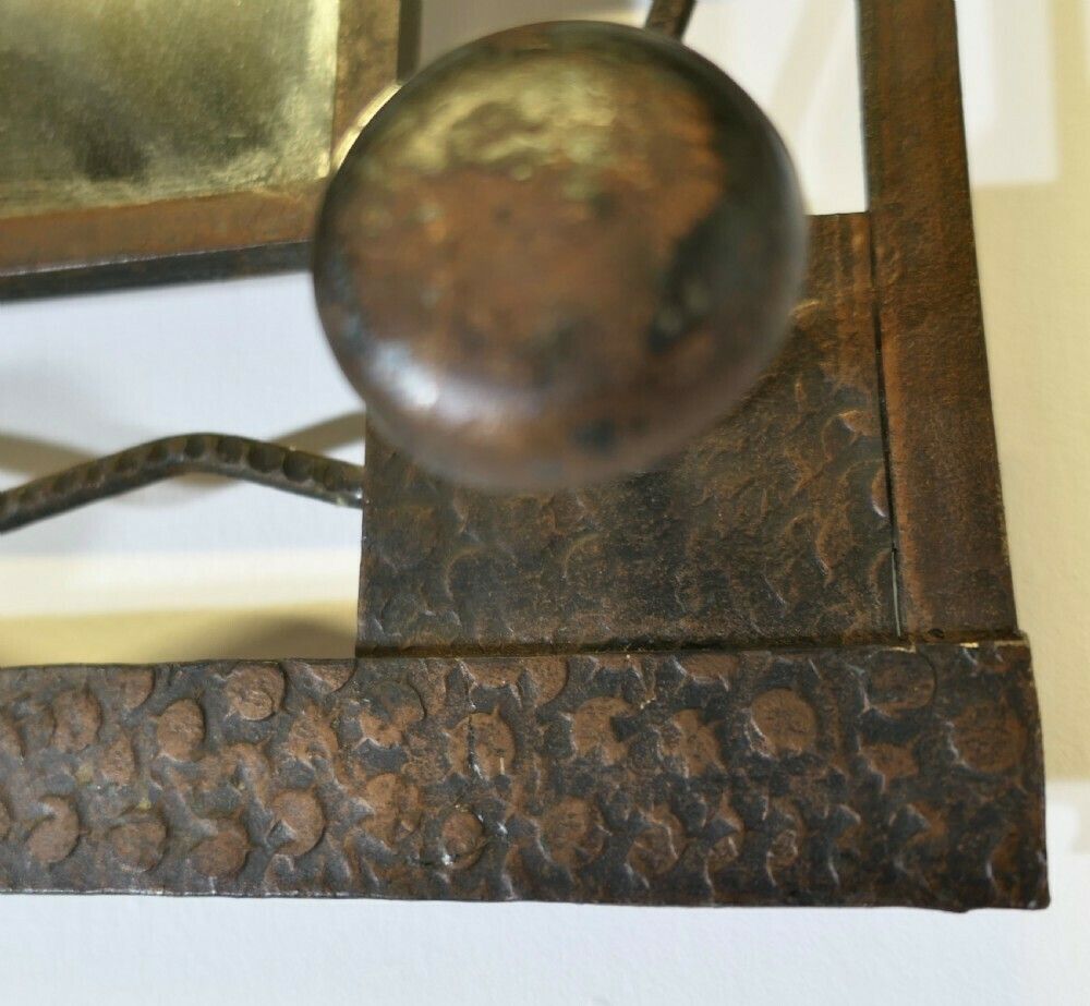 French Art Deco Iron Hat And Coat Rack With Shelf & Mirror, Industrial Style photo vinterior