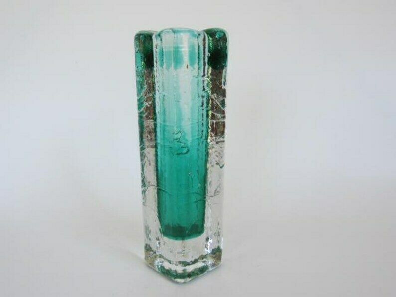 Ice Glass Vase Mid Century Modern Schott Zwiesel, Germany 1960s photo for sale