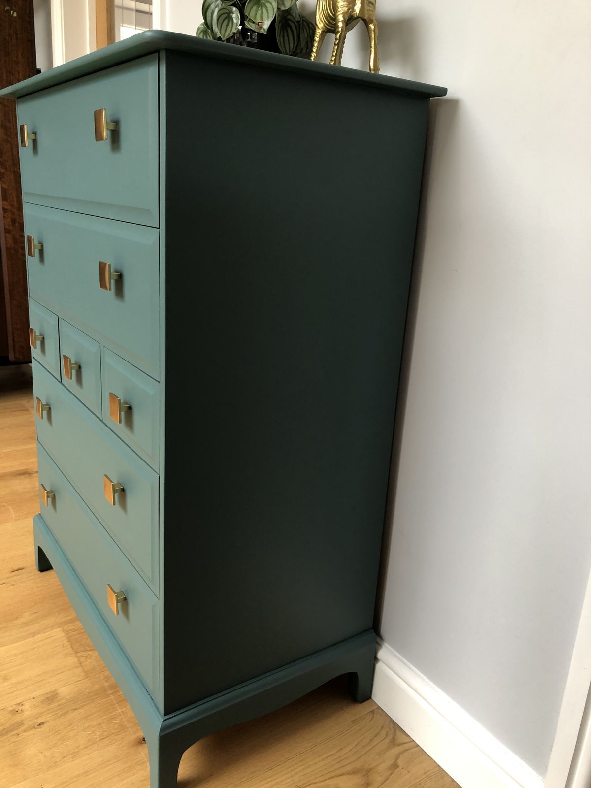 Stag Minstrel Tallboy Chest Of Drawers Painted In Green photo 685.0