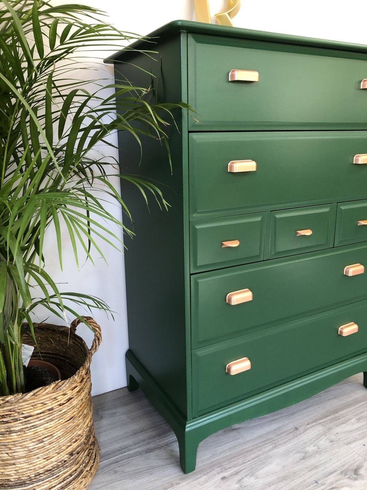 Pair Of Stag Minstrel Tallboy Chest Of Drawers Painted Green photo 1370.0