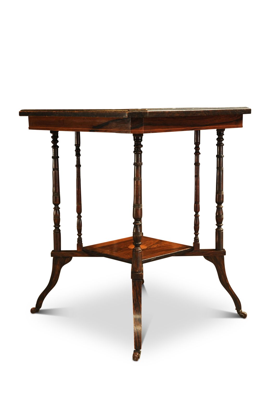 French Empire Rosewood And Brass Mounted Two Tier Circular Occasional Table On Castors 1800's Ol photo furniture