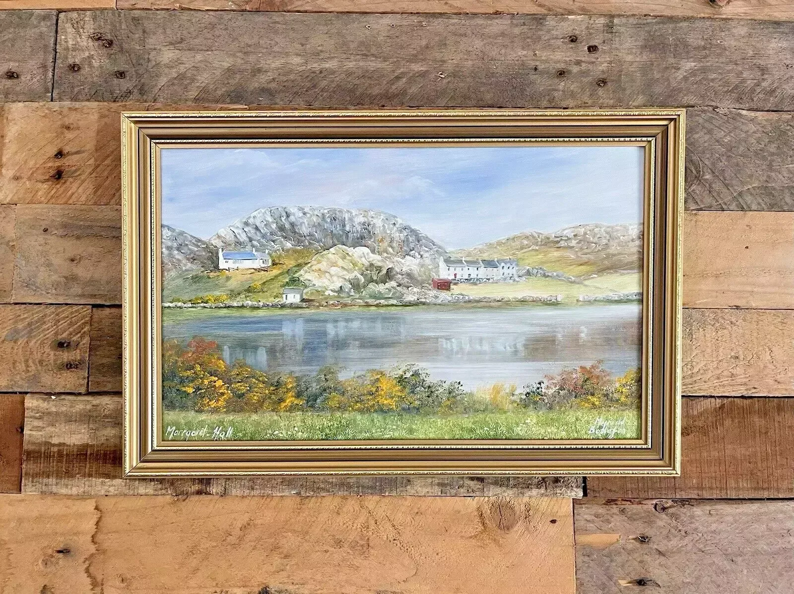 Original Margaret Hall Oil Painting Mynydd Bodafon Gors Fawr Lake Anglesey