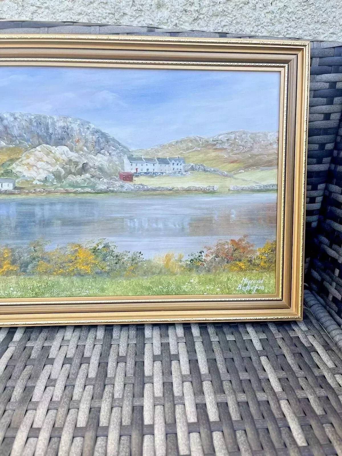 165.0 Original Margaret Hall Oil Painting Mynydd Bodafon Gors Fawr Lake Anglesey photo