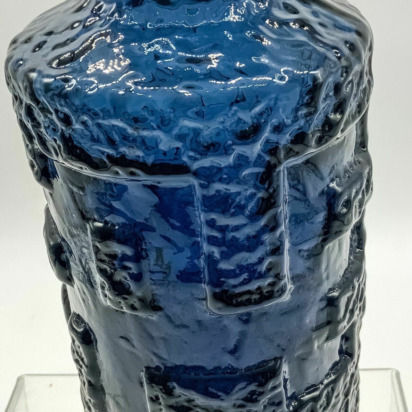 Göte Augustsson For Ruda Sweden Blue Blown Art Glass Vase. 60s 24cm photo furniture