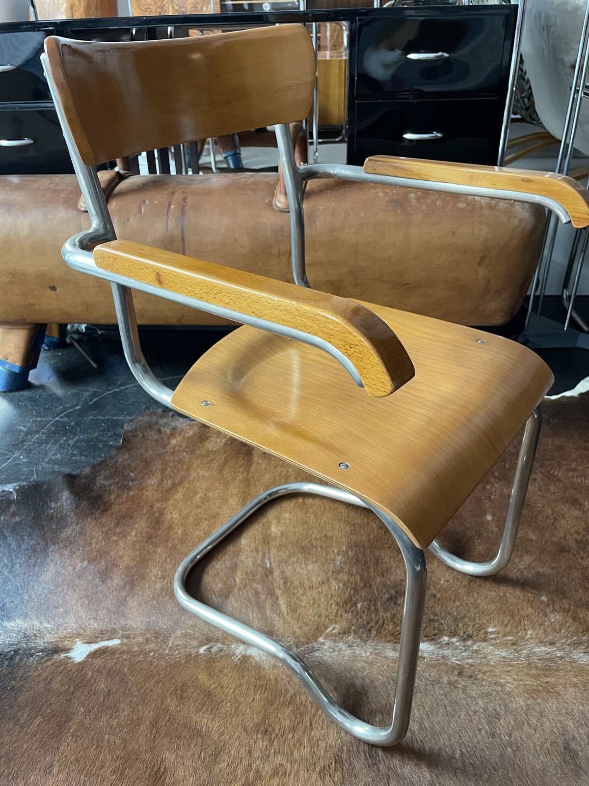 Czech Art Deco Tubular Steel Cantilever Chair By Ladislav Zak, 1930s photo furniture