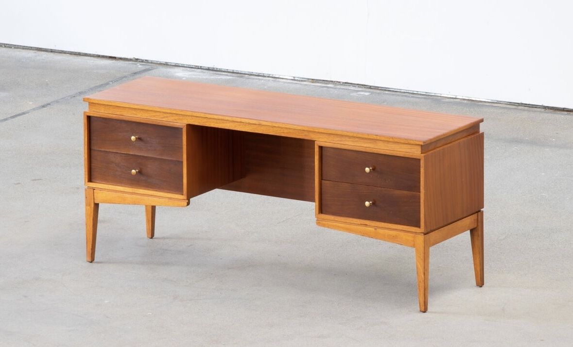 Original Vintage 1960s Peter Hayward For Uniflex Wooden Study Desk photo Furniture