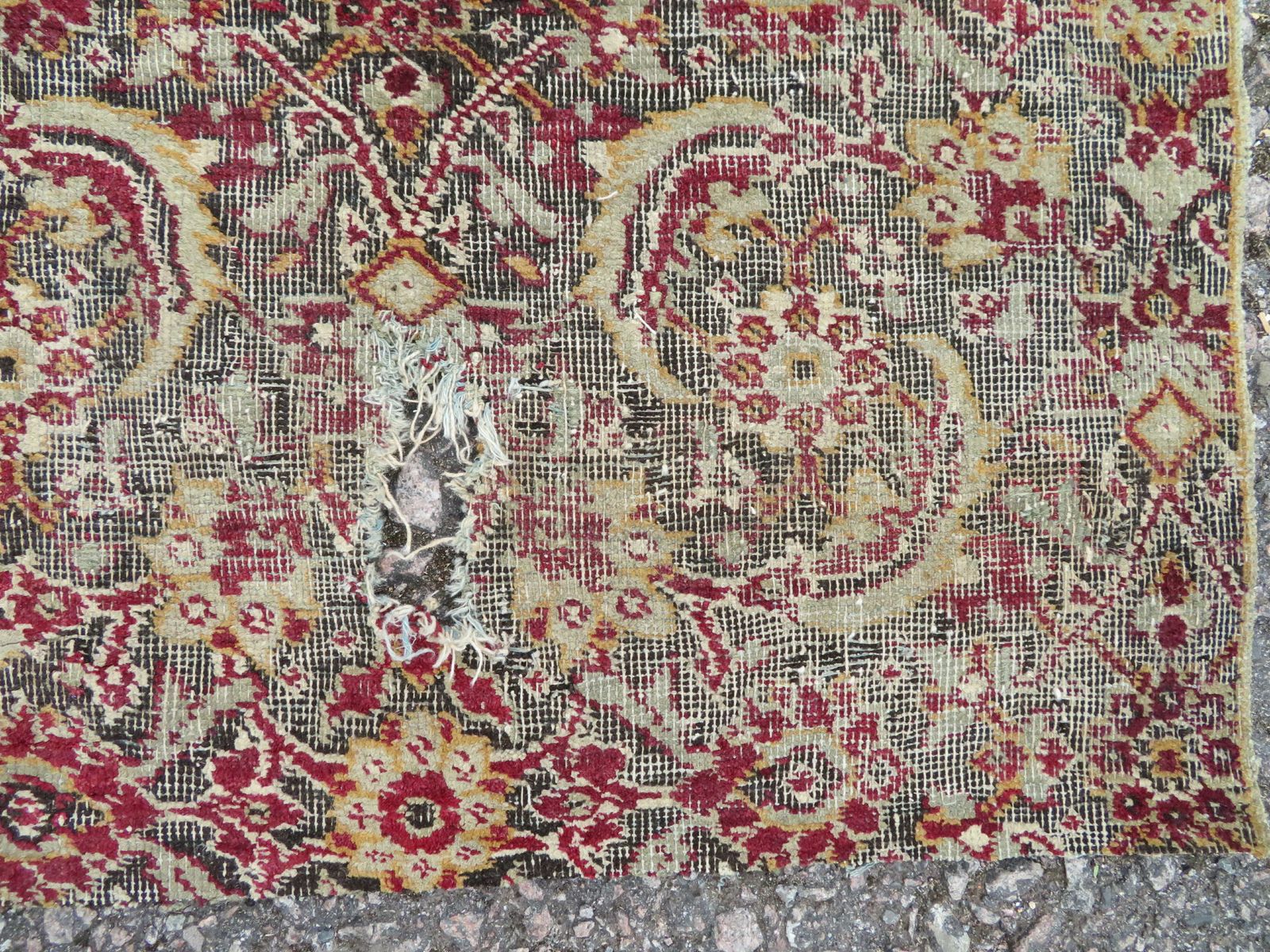 Large Mughal Carpet Fragment. North India. 183cm X 168cm. photo Textiles