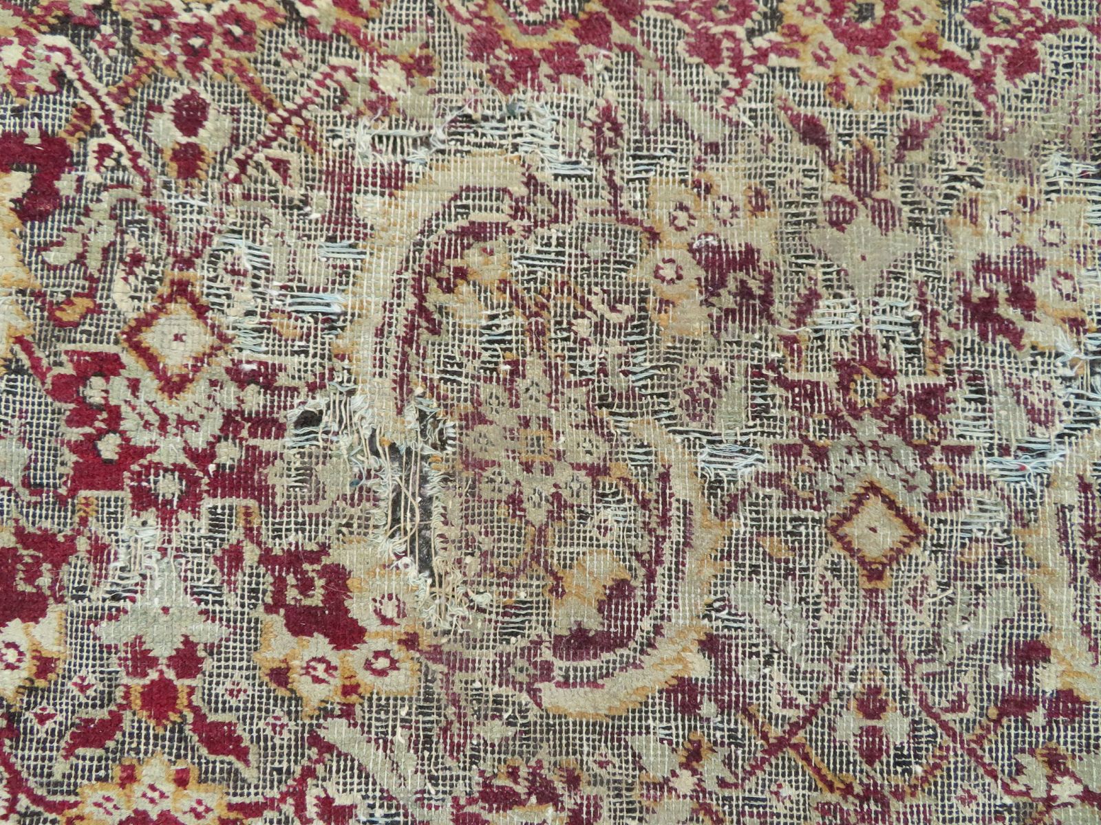 Large Mughal Carpet Fragment. North India. 183cm X 168cm. photo vintage
