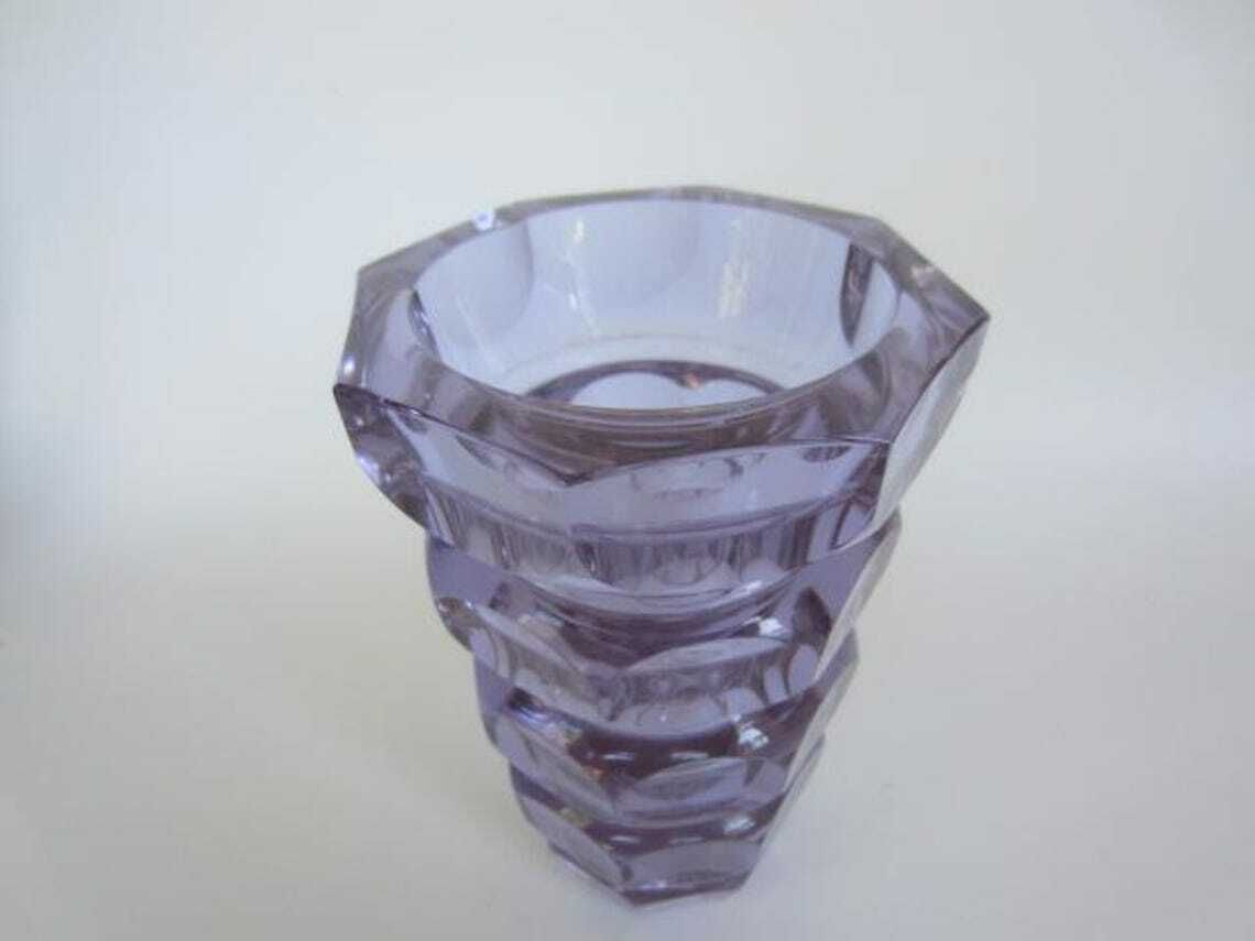 Hoffmann For Moser Facet Cut Alexandrite Czech Crystal Art Glass Vase photo 242.0