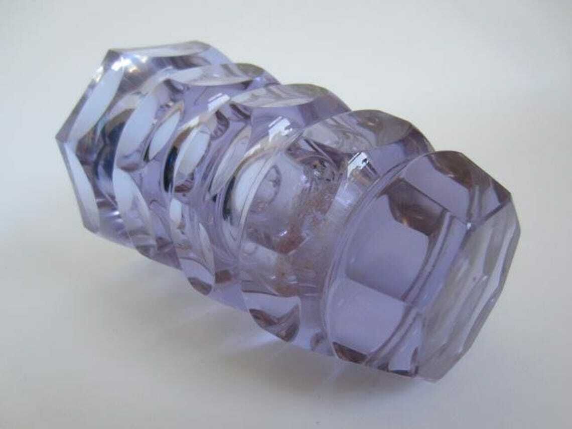 Hoffmann For Moser Facet Cut Alexandrite Czech Crystal Art Glass Vase photo vintage