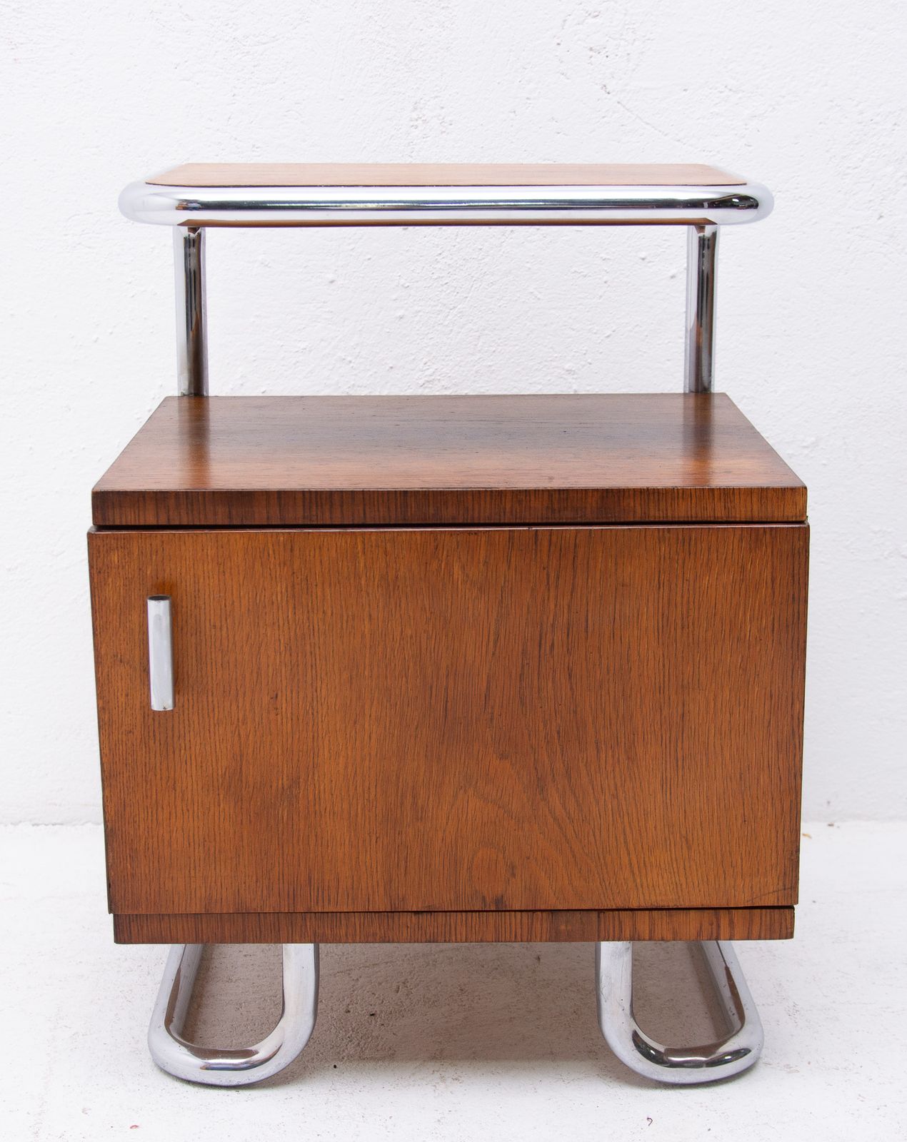 Pair Of Functionalist Chromed Night Stands By Kovona, 1950’s, Czechoslovakia photo vintage